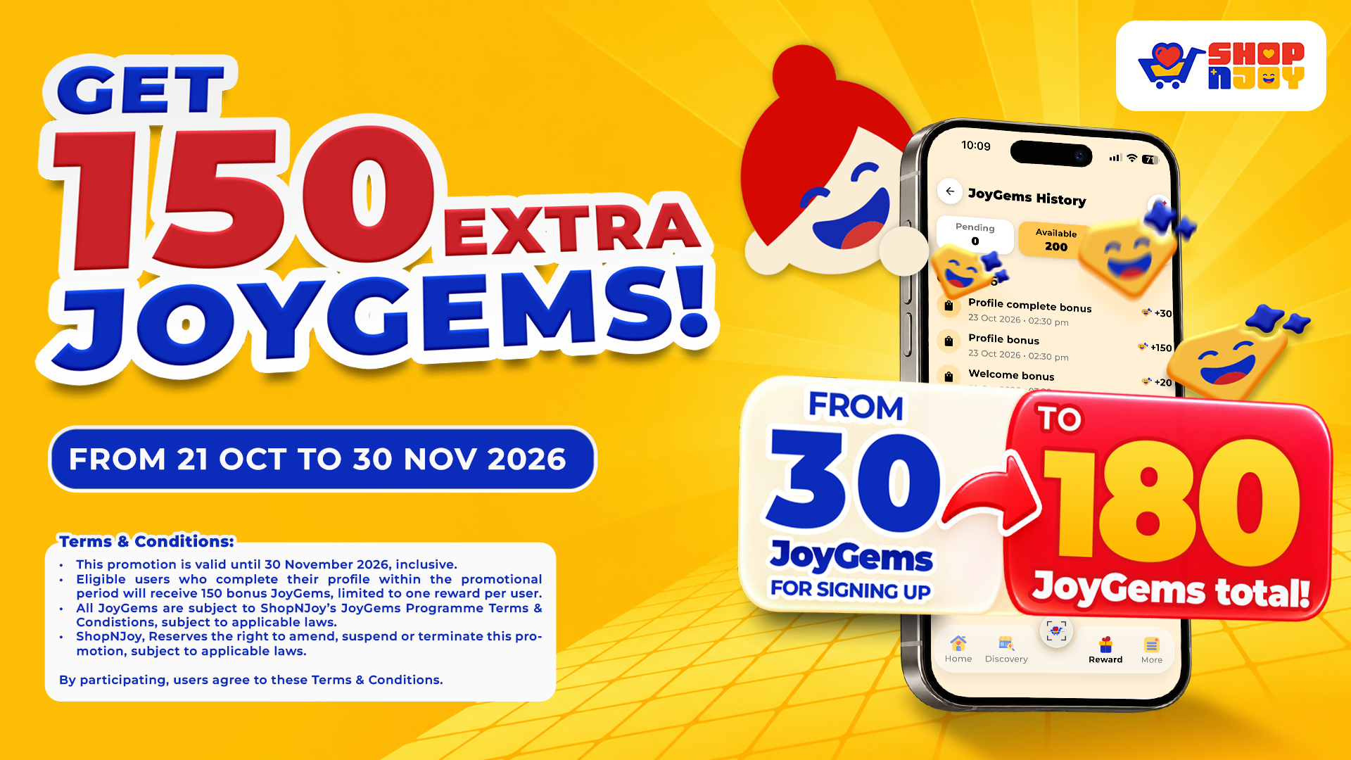 Get 150 extra JoyGems